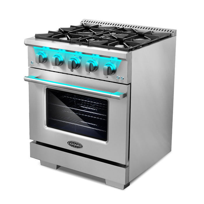 Cosmo Commercial-Style 30 in. 4.3 cu. ft. Gas Range with 4 Burners and Heavy Duty Cast Iron Grates in Stainless Steel - COS-GRP304
