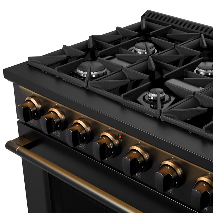 Cosmo 36 in. Vista Collection 5.4 cu. ft. Gas Range, 6 Burners, Convection Oven, LED Light Panel in Matte Black - COS-GRP366-BK