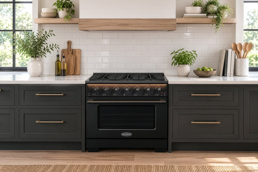 Cosmo 36 in. Vista Collection 5.4 cu. ft. Gas Range, 6 Burners, Convection Oven, LED Light Panel in Matte Black - COS-GRP366-BK