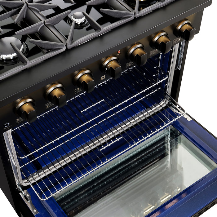 Cosmo 36 in. Vista Collection 5.4 cu. ft. Gas Range, 6 Burners, Convection Oven, LED Light Panel in Matte Black - COS-GRP366-BK