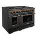 Cosmo 48 in. Vista Collection 6.6 cu. ft. Double Oven Gas Range, 8 Burners, LED Panel, Cast Iron Grates, Matte Black - COS-GRP486G-BK