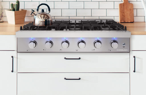 Cosmo 36" Professional Style Stainless Steel Gas Cooktop with 6 Sealed Burners - COS-GRT366