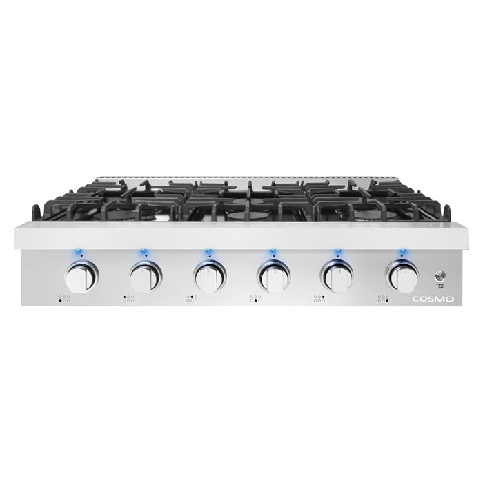 Cosmo 36" Professional Style Stainless Steel Gas Cooktop with 6 Sealed Burners - COS-GRT366
