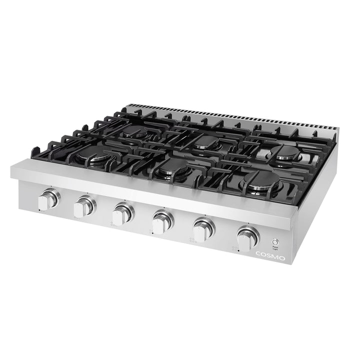 Cosmo 36" Professional Style Stainless Steel Gas Cooktop with 6 Sealed Burners - COS-GRT366