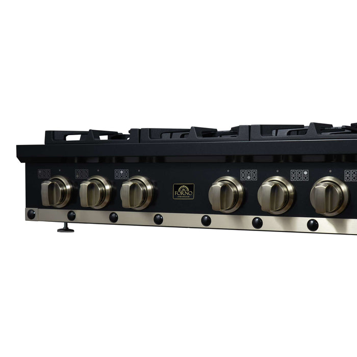 Forno - 36" Rangetop, 6 burners, in black with copper Trim