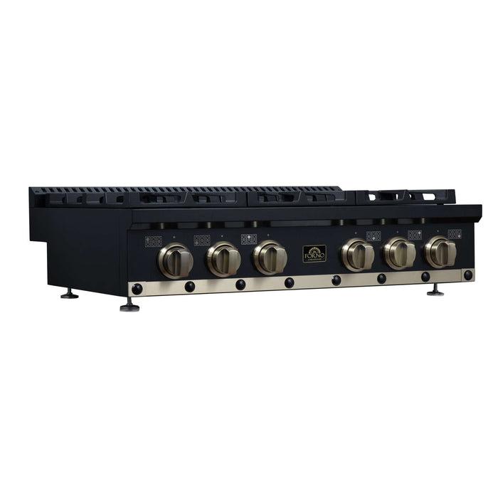 Forno - 36" Rangetop, 6 burners, in black with copper Trim