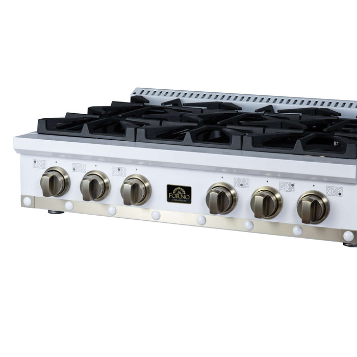 Forno - 36" Rangetop, 6 burners, in white with copper Trim