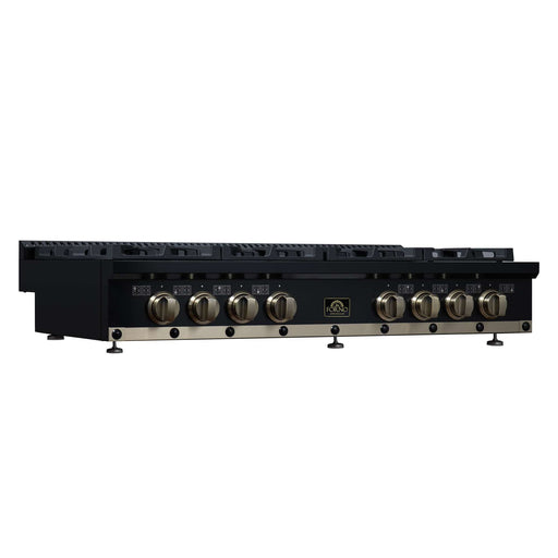 Forno - 48" Rangetop, 8 burners, in black with copper Trim