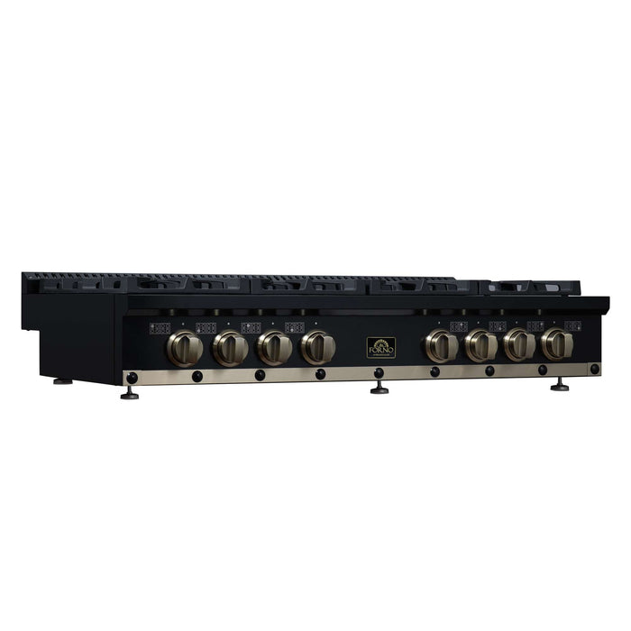 Forno - 48" Rangetop, 8 burners, in black with copper Trim