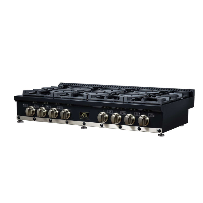 Forno - 48" Rangetop, 8 burners, in black with copper Trim