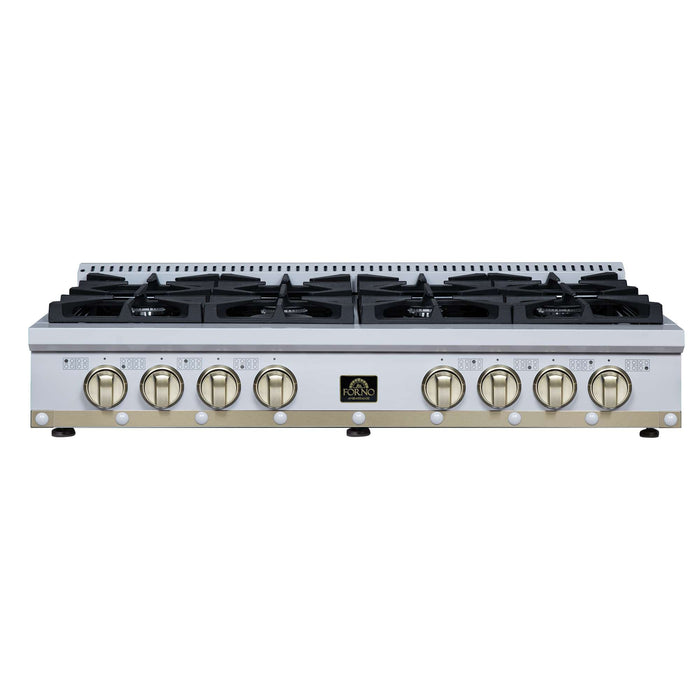 Forno - 48" Rangetop, 8 burners, in white with copper Trim