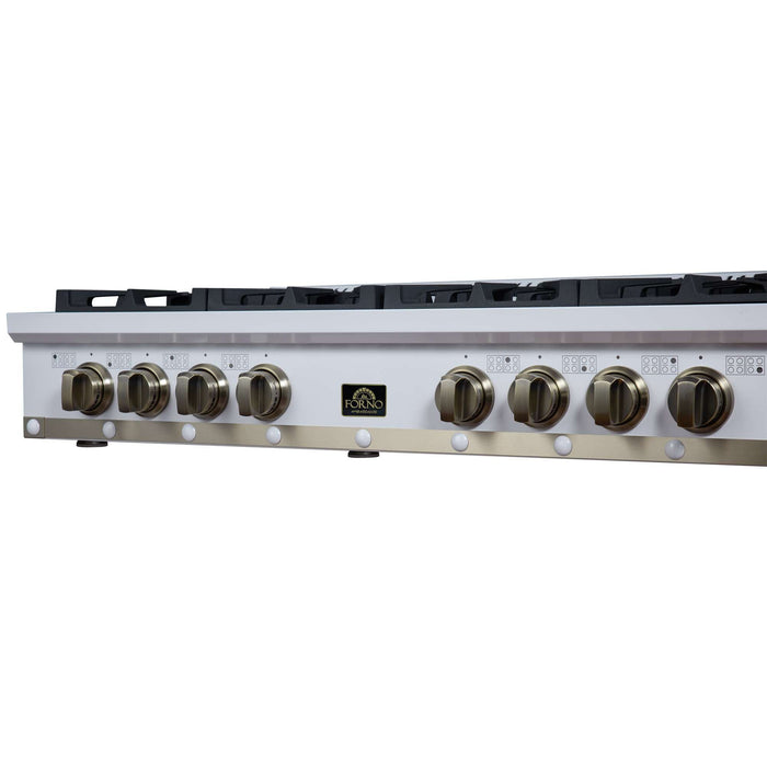 Forno - 48" Rangetop, 8 burners, in white with copper Trim
