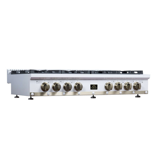 Forno - 48" Rangetop, 8 burners, in white with copper Trim