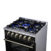 Forno Massimo 30-Inch Black Freestanding Gas Range, 5 Burners, True Convection Oven