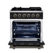 Forno Massimo 30-Inch Black Freestanding Gas Range, 5 Burners, True Convection Oven