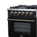 Forno Massimo 30-Inch Black Freestanding Gas Range, 5 Burners, True Convection Oven