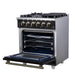 Forno Massimo 30-Inch Black Freestanding Gas Range, 5 Burners, True Convection Oven
