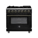 Forno Massimo 36-Inch Black Freestanding Gas Range, 6 Sealed Burners, Convection Oven, Energy Efficient