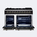 Forno Massimo 48-Inch Black Freestanding Gas Range, 8 Burners, True Convection Oven