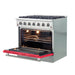 Forno Galiano 36-Inch Freestanding Gas Range, Stainless Steel, 6 Burners, Energy Efficient, Red Door