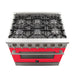 Forno Galiano 36-Inch Freestanding Gas Range, Stainless Steel, 6 Burners, Energy Efficient, Red Door