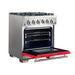 Forno Capriasca 30-Inch Freestanding Gas Range, 4 Burners, True Convection Oven, Red Door