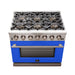 Forno Capriasca 36-Inch Gas Range, Stainless Steel, 6 Brass Burners, 120,000 BTU, Convection Oven, Energy Efficient, Blue Door