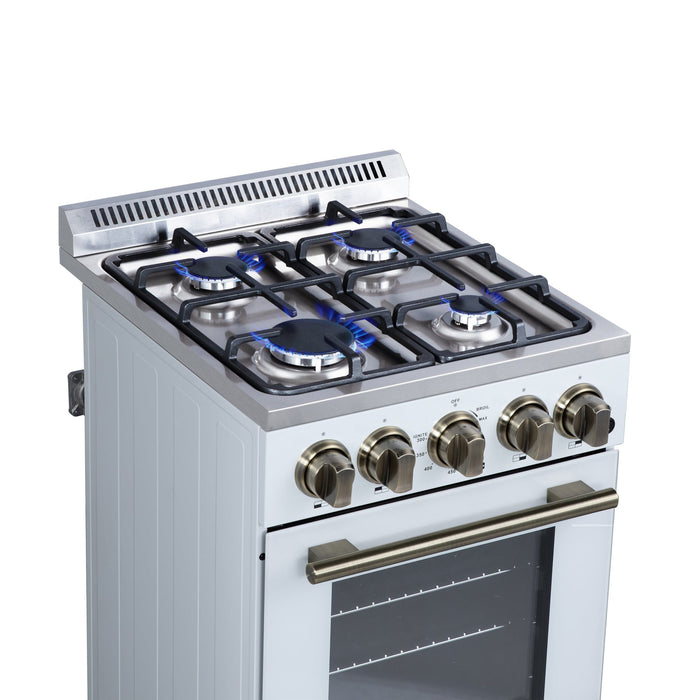 Forno Lamazze 20 Inch Freestanding Gas Range in White, Compact Design