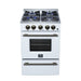 Forno Breno 24 Inch Freestanding Gas Range in White with Antique Brass, Plug Included, Energy Efficient