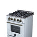 Forno Breno 24 Inch Freestanding Gas Range in White with Antique Brass, Plug Included, Energy Efficient
