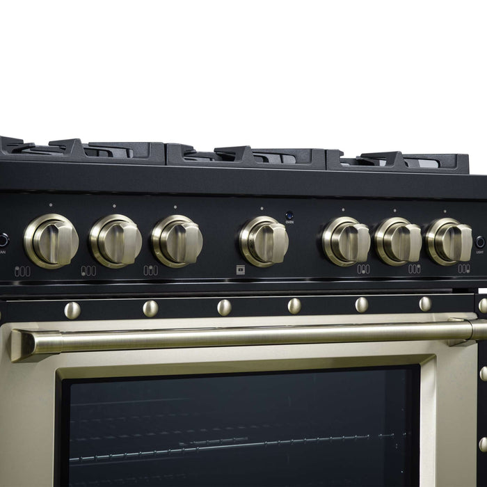 Forno - 36" Gas Range, 6 burners, in black with copper Trim