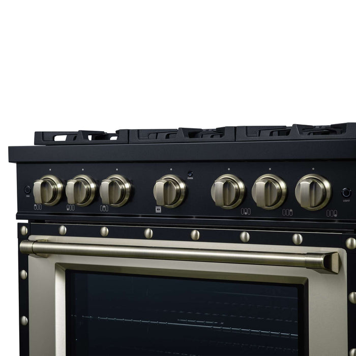 Forno - 36" Gas Range, 6 burners, in black with copper Trim