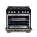 Forno - 36" Gas Range, 6 burners, in black with copper Trim