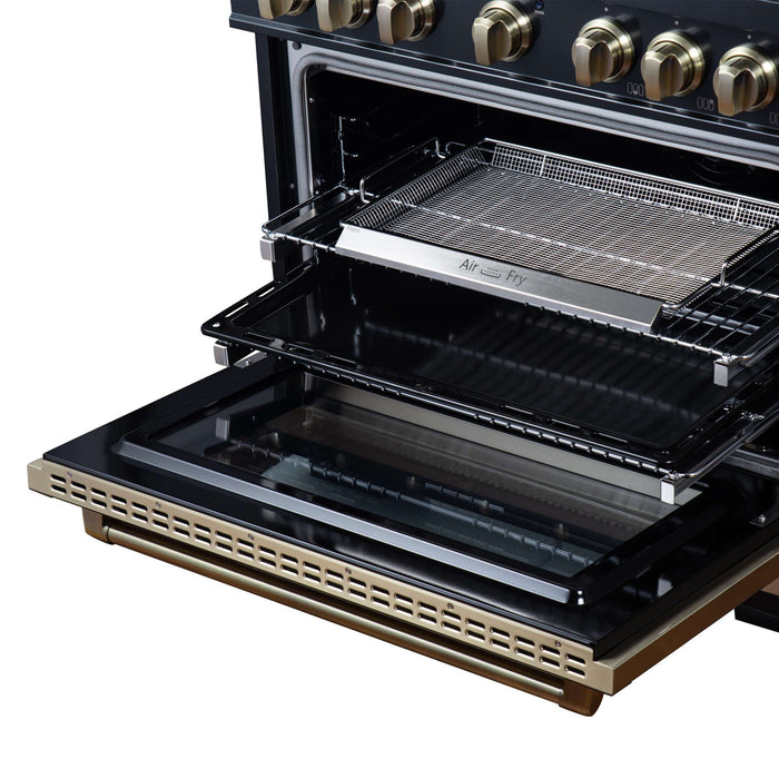 Forno - 36" Gas Range, 6 burners, in black with copper Trim