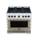 Forno - 36" Gas Range, 6 burners, in white with copper Trim