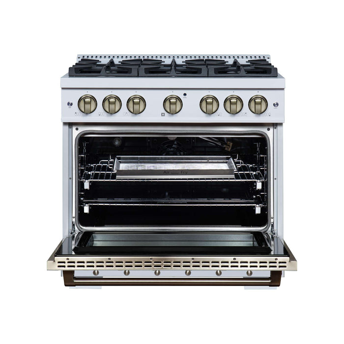 Forno - 36" Gas Range, 6 burners, in white with copper Trim
