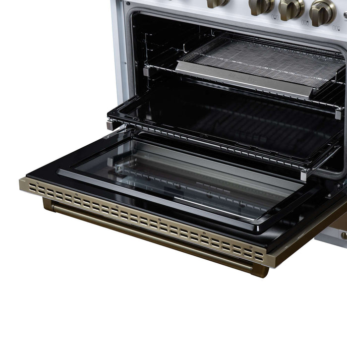 Forno - 36" Gas Range, 6 burners, in white with copper Trim