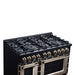 Forno - 48" Gas Range, 8 burners, in Black with copper Trim