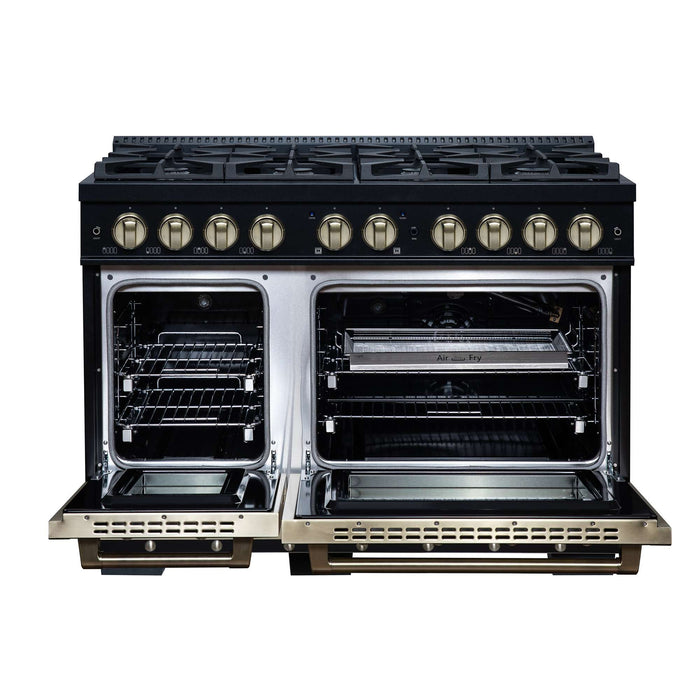 Forno - 48" Gas Range, 8 burners, in Black with copper Trim