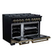 Forno - 48" Gas Range, 8 burners, in Black with copper Trim
