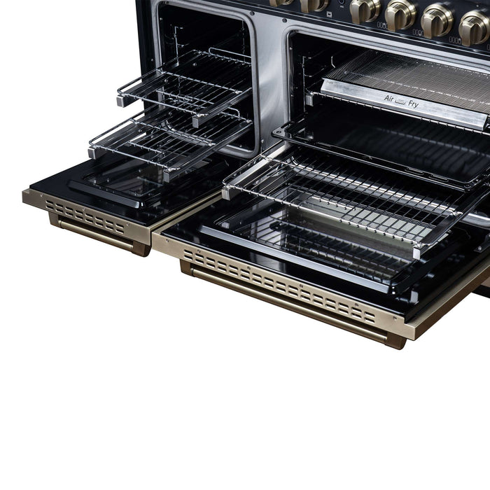Forno - 48" Gas Range, 8 burners, in Black with copper Trim