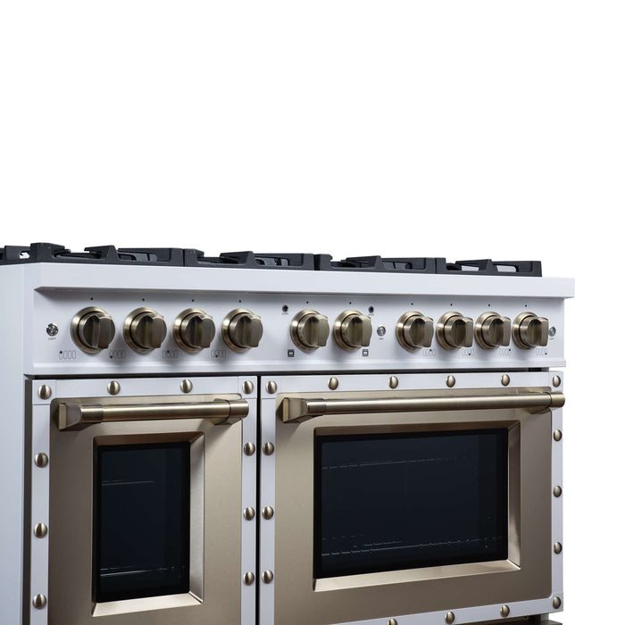 Forno - 48" Gas Range, 8 burners, in White with copper Trim