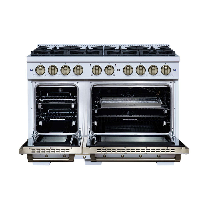 Forno - 48" Gas Range, 8 burners, in White with copper Trim