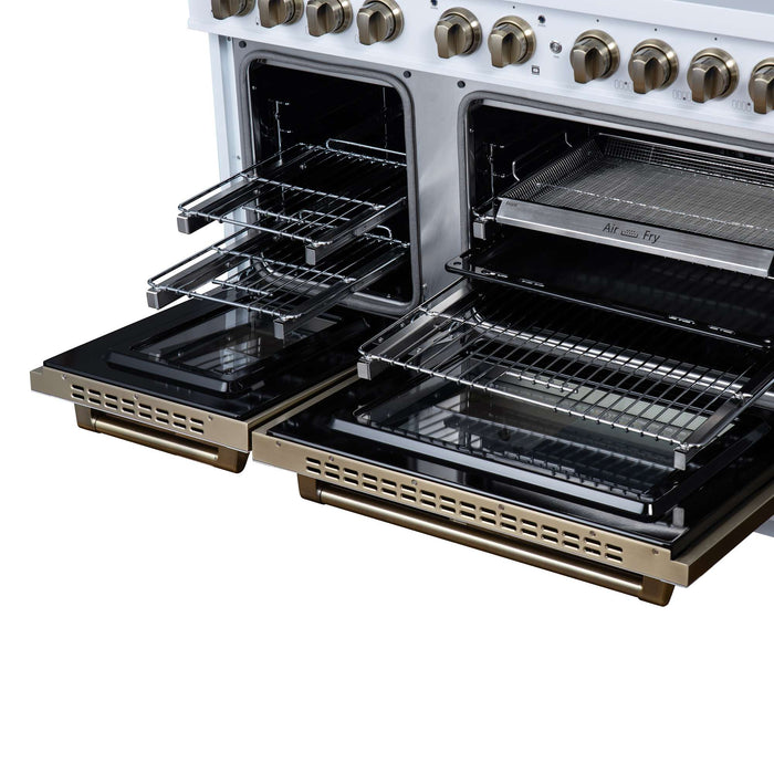 Forno - 48" Gas Range, 8 burners, in White with copper Trim