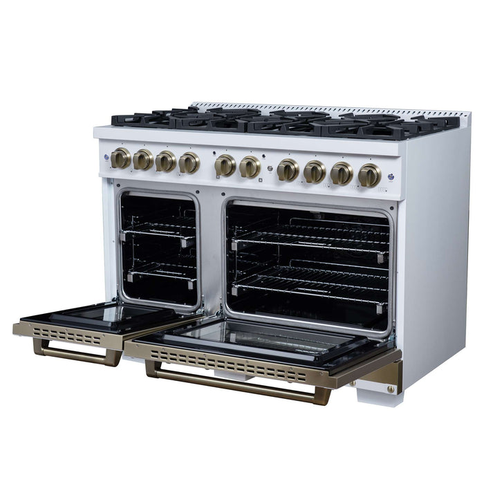 Forno - 48" Gas Range, 8 burners, in White with copper Trim
