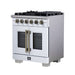 Forno Capriasca 30-Inch White Freestanding French Door Gas Range, 4 Burners, Convection Oven, Energy Efficient