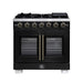 Forno Capriasca 36-Inch Black Freestanding French Door Gas Range, 6 Burners, Convection Oven, Energy Efficient