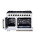 Forno Capriasca 48-Inch White Freestanding French Door Gas Range, 8 Burners, Convection Oven, Energy Efficient