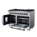 Forno Capriasca 48-Inch White Freestanding French Door Gas Range, 8 Burners, Convection Oven, Energy Efficient