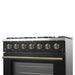 Forno Galiano 36-inch Freestanding Gas Range in Black with Antique Brass Design, 6 Burners, 83,000 BTU, 5.36 cu.ft. Convection Oven